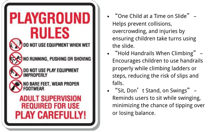 Instructional signs - Playground Equipment Signs