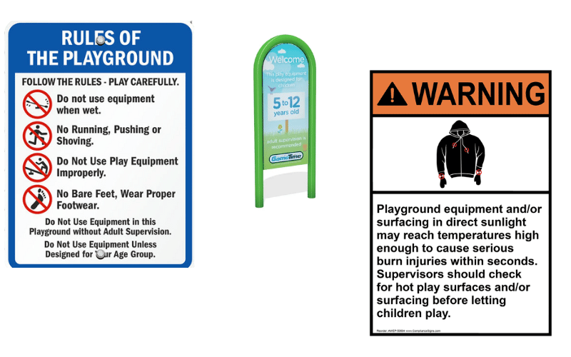 Playground Equipment Signs