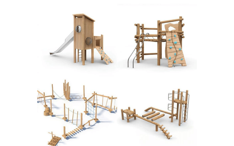 Wooden playground equipment