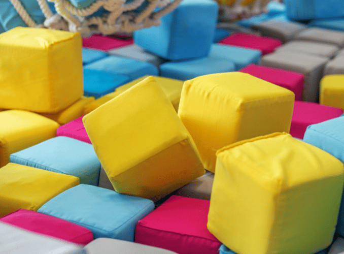 Colorful soft foam blocks at kids play area