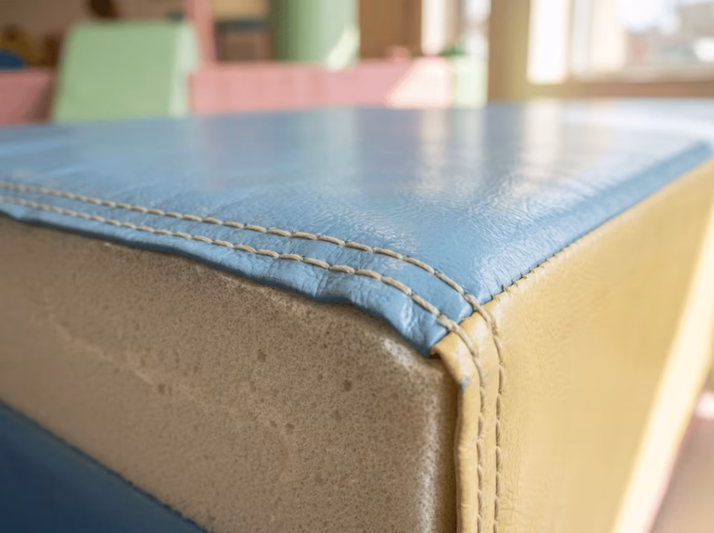 Close up of soft play vinyl and foam Close up of soft play vinyl and foam
