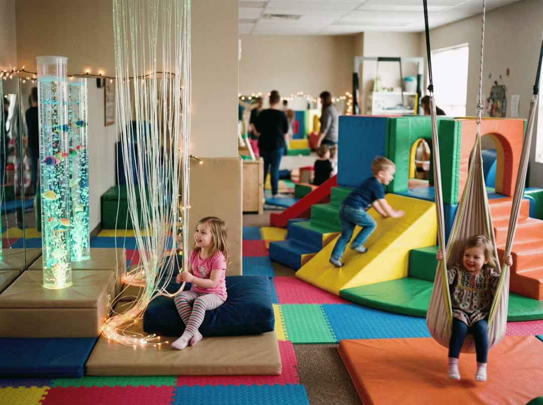 Indoor sensory playground with calming and active areas