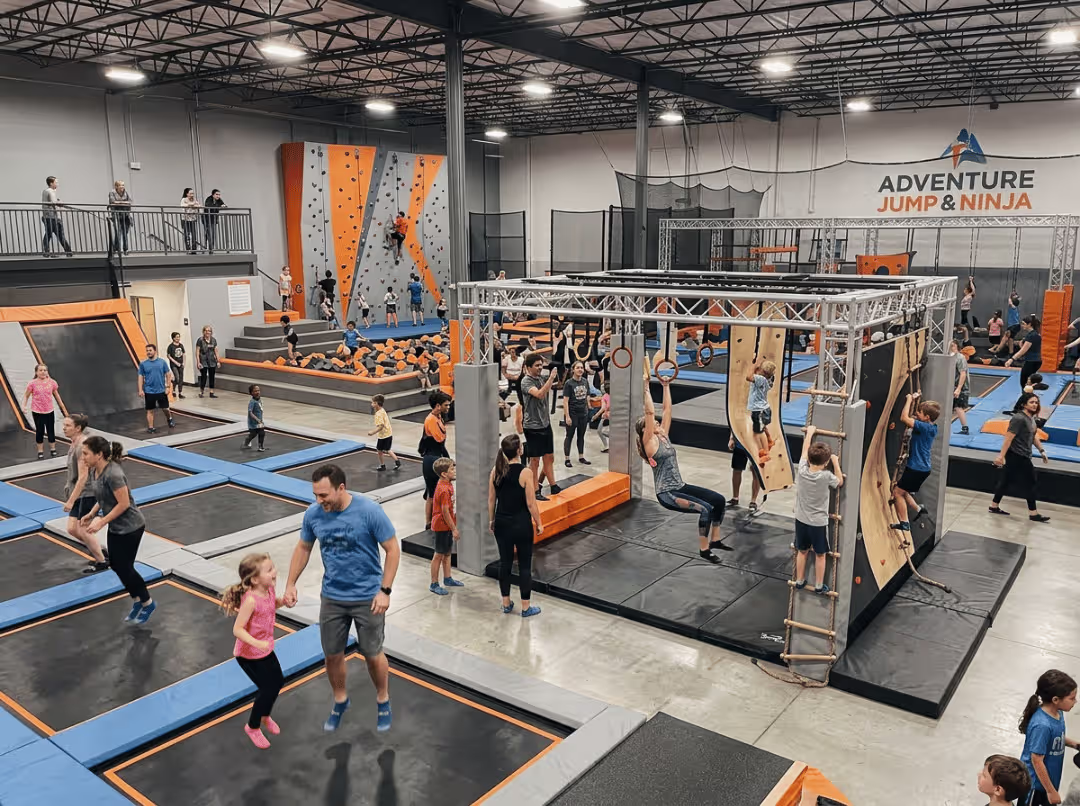 Adults in indoor playground