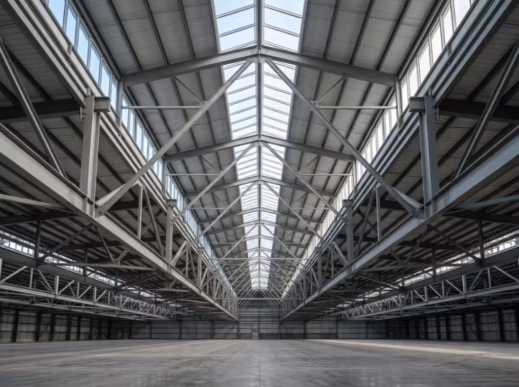 High clear span ceiling in commercial building High clear span ceiling in commercial building