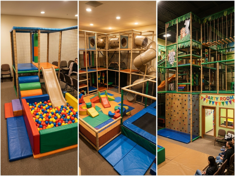 Small, mid size, and large indoor playground setups compared Small, mid size, and large indoor playground setups compared